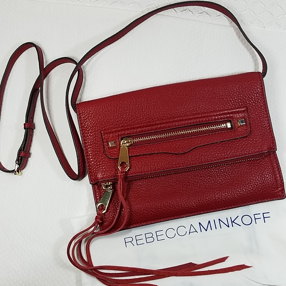 Rebecca Minkoff Red Pebbled Leather Crossbody Bag/Clutch Medium
